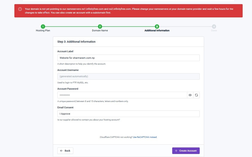 Infinityfree Additional Section with warning