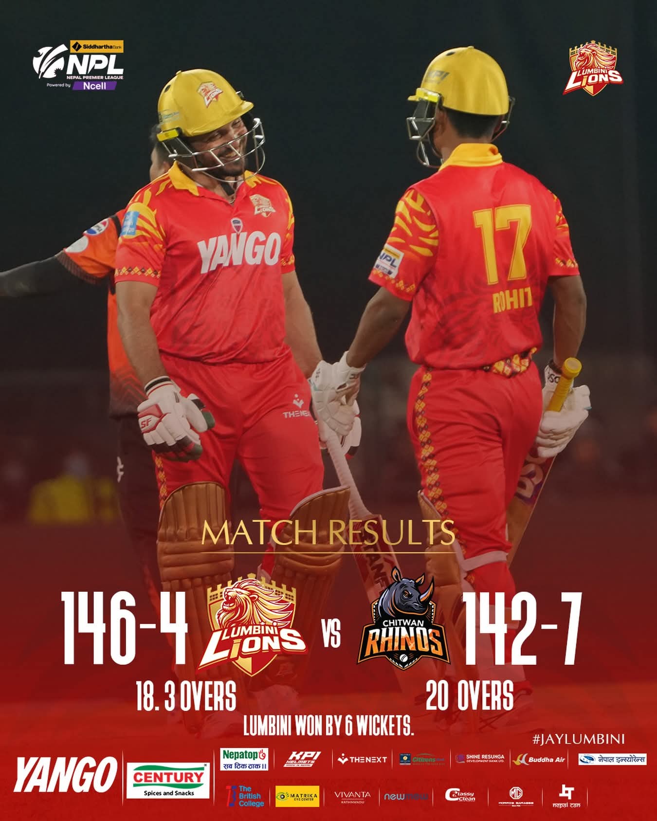 2082: Lumbini Lions Defeat Chitwan Rhinos in Strong Season Start